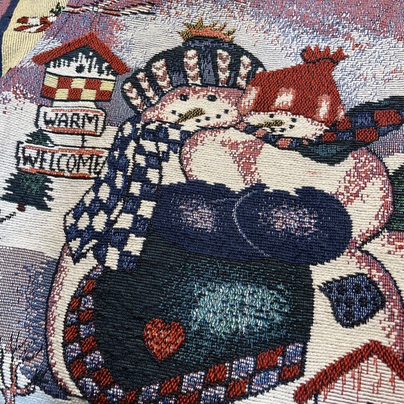 Willow Ridge Vintage Christmas Jacket Knit Tapestry Snowman Candy Cane Size L - Picture 6 of 11